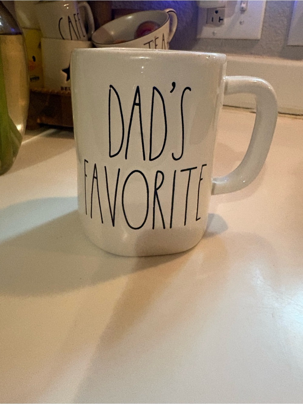 Rae Dunn White Ceramic Mug with Black 'Dad's Favorite' Lettering